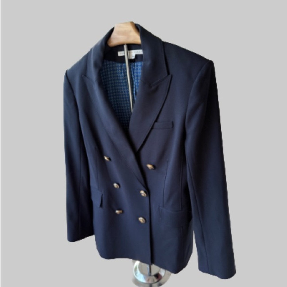 Veronica Beard Ellette Dickey Blazer Navy with Gold Accents Size 10
